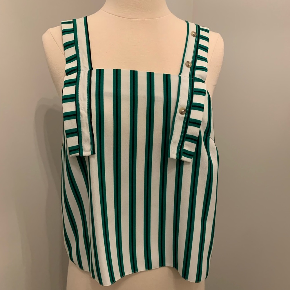Topshop tank green, white, and black stripe size small
